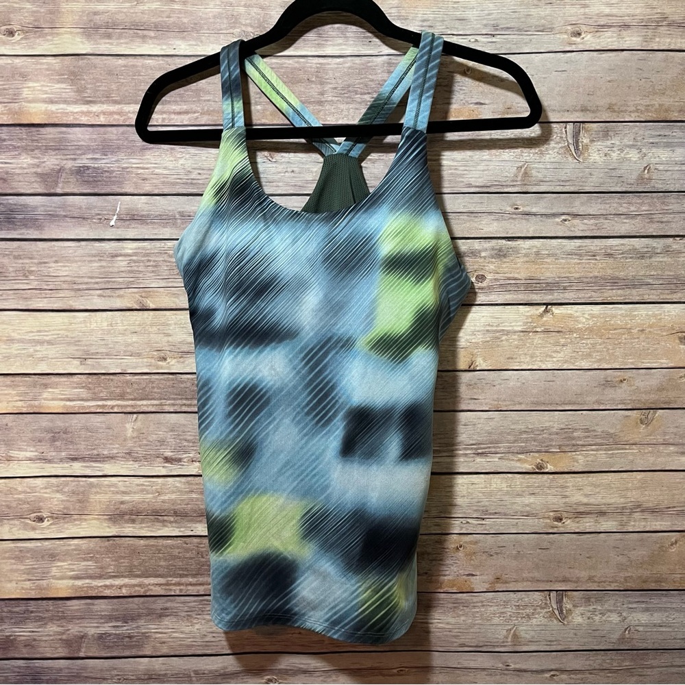 ⭐️ Athleta Print Workout Top Blue Green Size M C1
